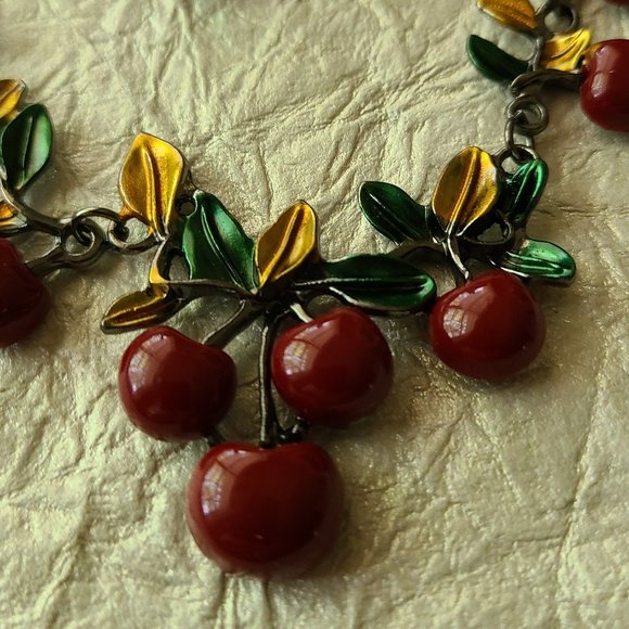 Red Cherries Short necklace-Remarkable Unique Necklace -Summer jewelry - Picture 9 of 9